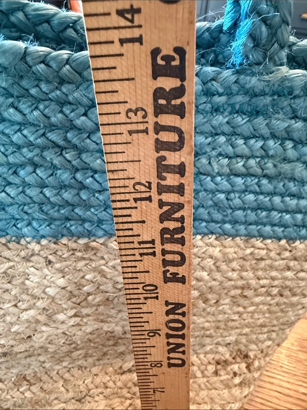 Habitat 100% Jute hand Woven Tote Bag Coastal Teal Natural Oversized
